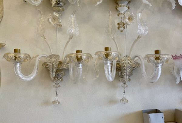 Coppia di Applique 2 luci cristallo oro